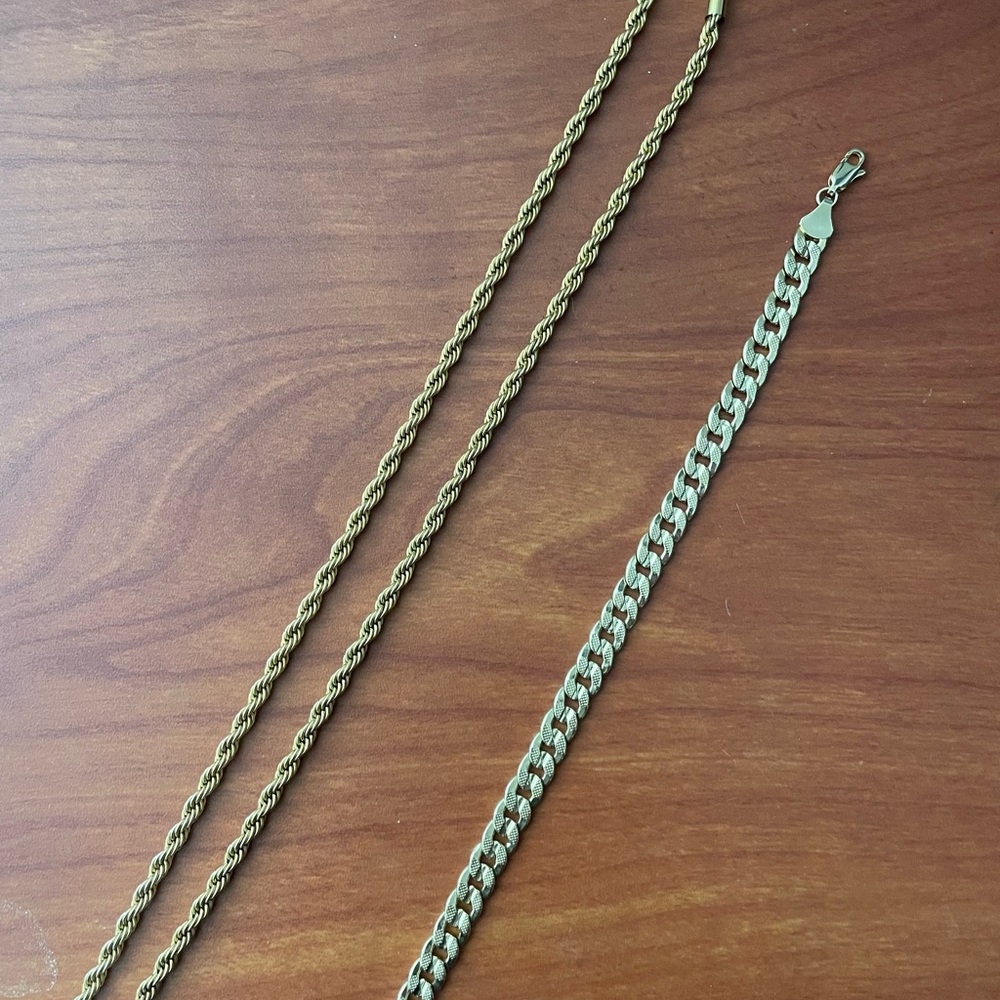 Gold chain and bracelet